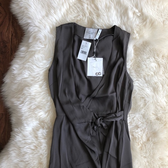 L’Academie High Low Sleeveless Slate Wrap Blouse XS - Picture 6 of 8